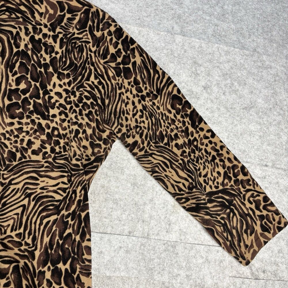 Cable & Gauge Womens XL Animal Print Cardigan Rhinestone Buttons Cotton Blend - Picture 12 of 16